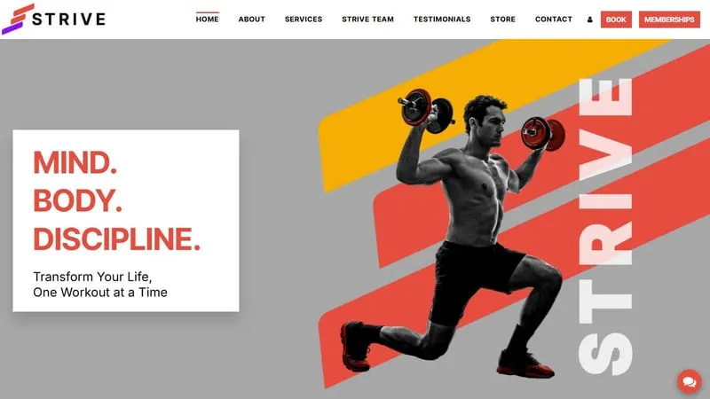 Strive Gym Club - Site123健身网站示例