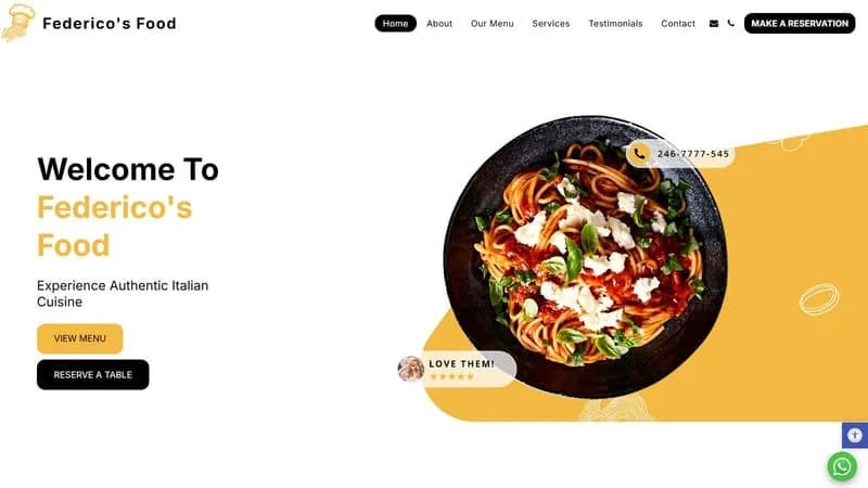 Federico's Food - Site123餐馆网站示例
